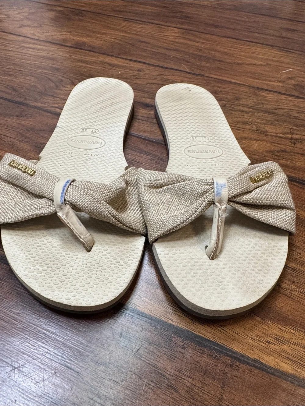 Havaianas You Saint Tropez Bow Slide Sandals Metallic Gold 7/8W 37/38